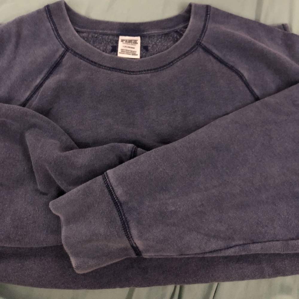 VS Pink Blue Acid Wash Distressed Crew BRAND NEW